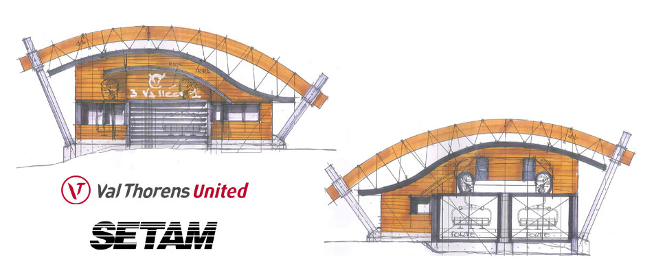 Sketch of new 3V1 chairlift, Val Thorens