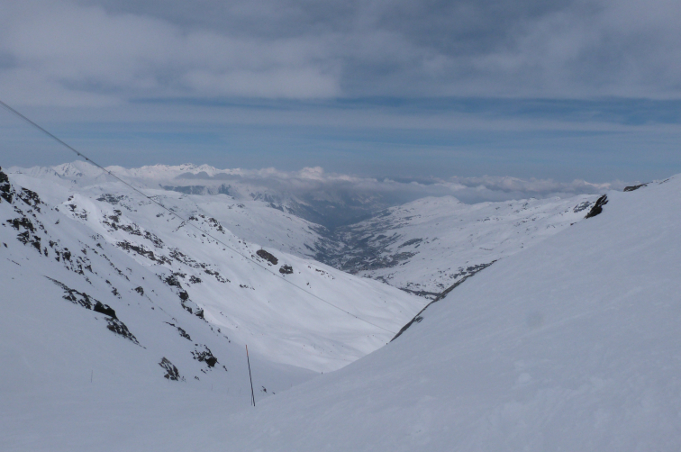 View of the Belleville valley Val Thorens snow report 6/4/13 - view of the Belleville valley