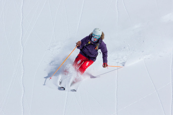 Skiing on the Slalom Stadium, Val Thorens Skiing on Stade de Slalom, Val Thorens
