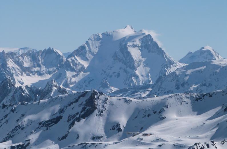 Grande Casse from Caron Val Thorens snow report 4th May 13 - view of Grande Casse from Caron