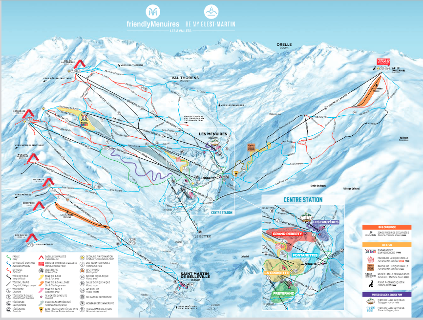 Les Menuires piste map 2025-26 Les Menuires piste map 2025-26