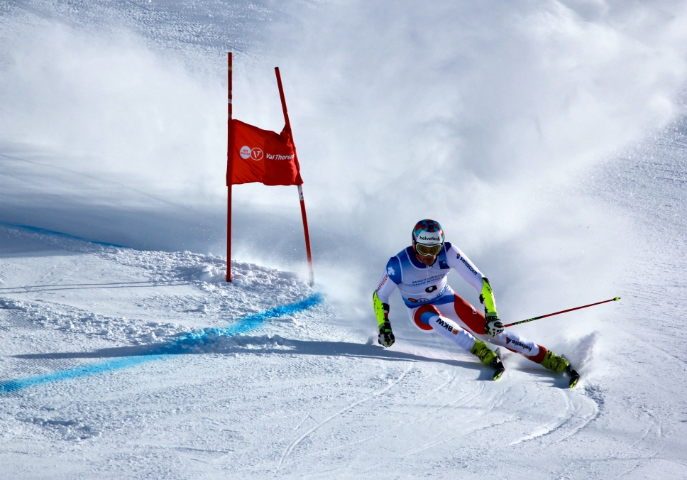 Daniel Yule at a giant slalom race in Val Thorens Daniel Yule at a giant slalom race in Val Thorens